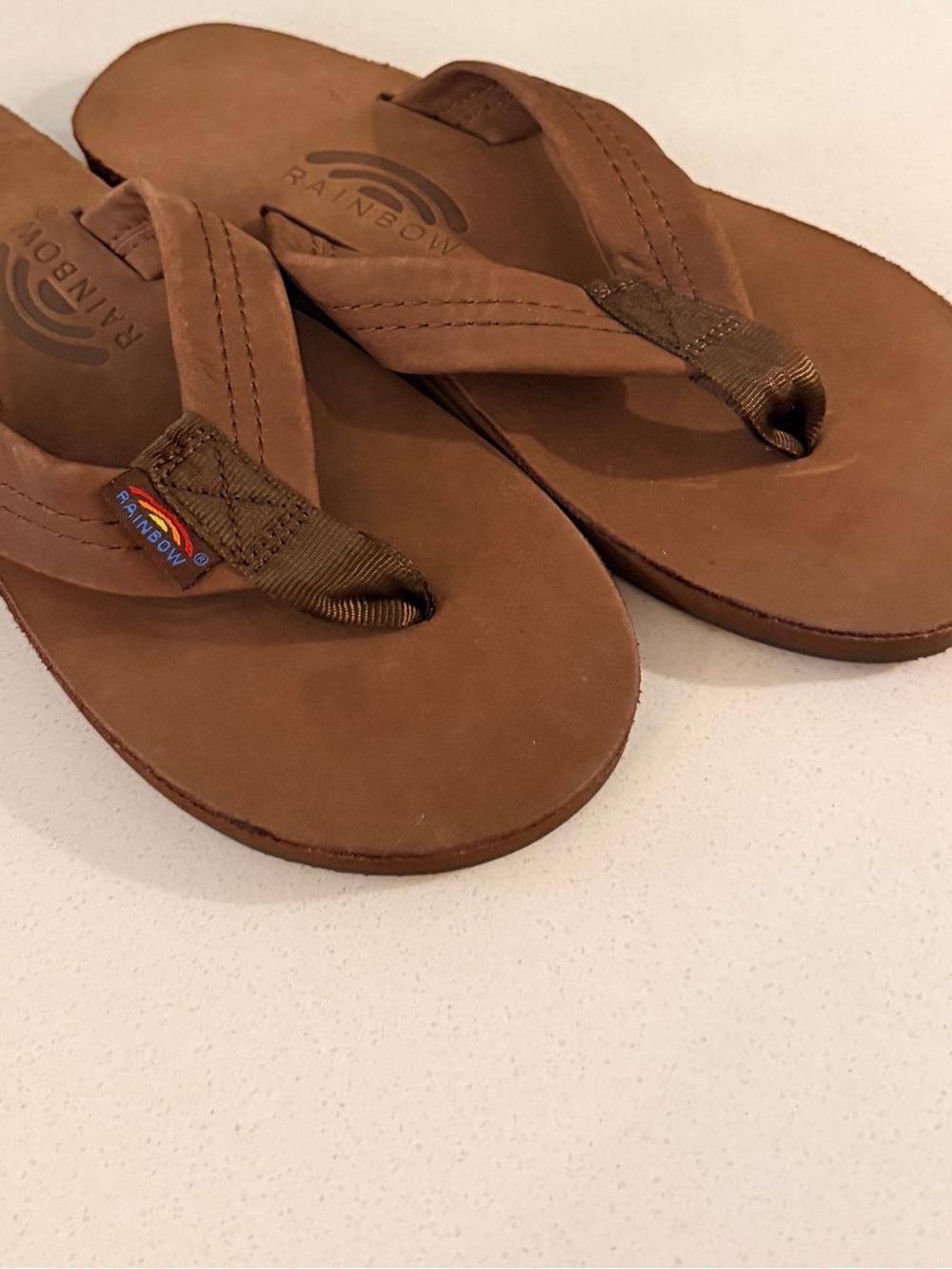 Rainbow Leather Flip-Flop Sandals
